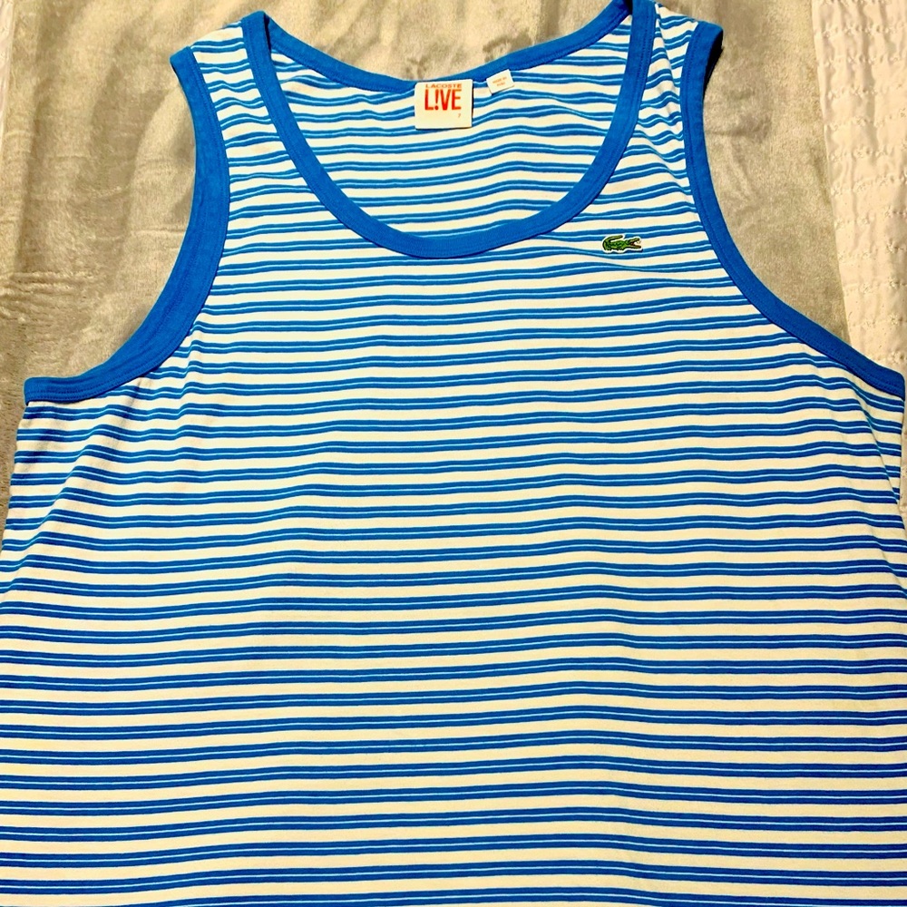 Lacoste L!VE Tank… XL… Blue and white stripes!